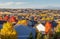 Colorado Living. Centennial, Colorado - Denver Metro Area Residential Autumn Panorama with the view of a Front Range mountains ins