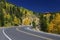 Colorado Mountain Highway in autumn with fall leaves