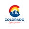 Colorado mountain illustration logo with letter C