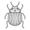 Colorado potato beetle thin line icon, bugs concept, Striped Beetle sign on white background, Potato or Colorado bug