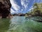 The Colorado River Flowing Through the Red Rock Canyon of the Topock Gorge.