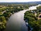 Colorado River winds around Vacation Homes outside of austin texas