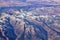 Colorado Rocky Mountains Aerial view from airplane of abstract Landscapes, peaks, canyons and rural cities in southwest Colorado a