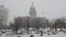 Colorado State Capitol building during a blizzard