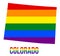 Colorado State Map in LGBT Rainbow Flag Comprised Six Stripes With Colorado LGBT Text