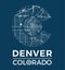 Colorado t-shirt graphic design with denver city map.