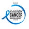 Colorectal Cancer Awareness Month Vector Illustration. Stroke Blue Ribbon.