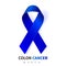 Colorectal, Colon Cancer Awareness Month. Realistic Dark Blue ribbon symbol. Medical Design. Vector illustration