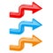 Colored 3d arrows, right turn