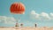colored aerostat, Balloon on a neutral background with clouds