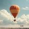 colored aerostat, Balloon on a neutral background with clouds