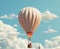 colored aerostat, Balloon on a neutral background with clouds