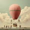 colored aerostat, Balloon on a neutral background with clouds