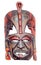 Colored african wood mask, halloween mask, close up isolated