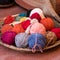 Colored alpaca wool balls