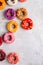 Colored assorted donuts with glaze