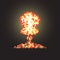 Colored atomic explosion in pixel art with flash