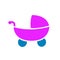 Colored baby carriage, funny baby stroller - vector