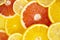 colored background of fruit cut into circles