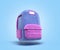 Colored Backpack bag school 3d render on blue gradient