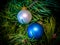 Colored balls decoration of the Christmas tree