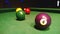 Colored balls for the game on the pool Billiards. The focus in the foreground