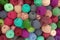 Colored balls of yarn close-up