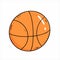 Colored basketball ball in doodle style with outline. Vector doodle illustration. Colored illustration. Basketball ball isolated