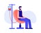 Colored bearded man donating blood in hospital illustration