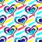 Colored beautiful hearts on the day of the holy valentine seamless pattern