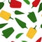 Colored bell pepper seamless pattern on white background