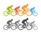 Colored and black flat cycling logo and icon.