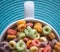 Colored Breakfast Cereal Bowl Super Close up