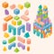 Colored building blocks for children