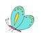 Colored Butterfly , vector illustration, icon. Butterfly wings side view.