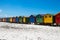 The colored cabins in Muizenberg beach near Cape Town, South africa, known for its wooden houses painted in vibrant colors