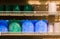 Colored Candles Shelf Red Blue Green With Fire Shop Stacked