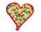 Colored candy in heart shape