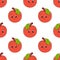 Colored cartoon seamless pattern. Fruit apple. Cartoon style. Hand drawn. Vector illustration isolated on white background