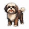 Colored Cartoon Style Shih Tzu Dog Sticker With Detailed Shading