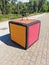 Colored cement cube red orange yellow