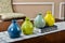 Colored ceramic vase on the desk Decorative object