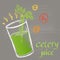 Colored chalk painted illustration of celery juice. Infographic. Fitness theme