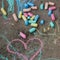 Colored chalks pink heart