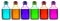 Colored chemical bottles