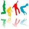 Colored children silhouettes jumping