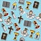 Colored Christianity icons pattern