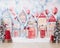 Colored Christmas watercolor starry night christmas stand anniversary backdrop smash cake.