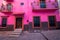 Colored colonial houses in old town of Guanajuato. Colorful alleys and narrow streets in Guanajuato city, Mexico. Spanish Colonial