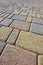 Colored concrete self locking flooring blocks assembled on a substrate of sand - type of flooring permeable to rain water as